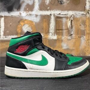 Air Jordan 1 Mid Green Toe 554724-067 Mens Size 11.5